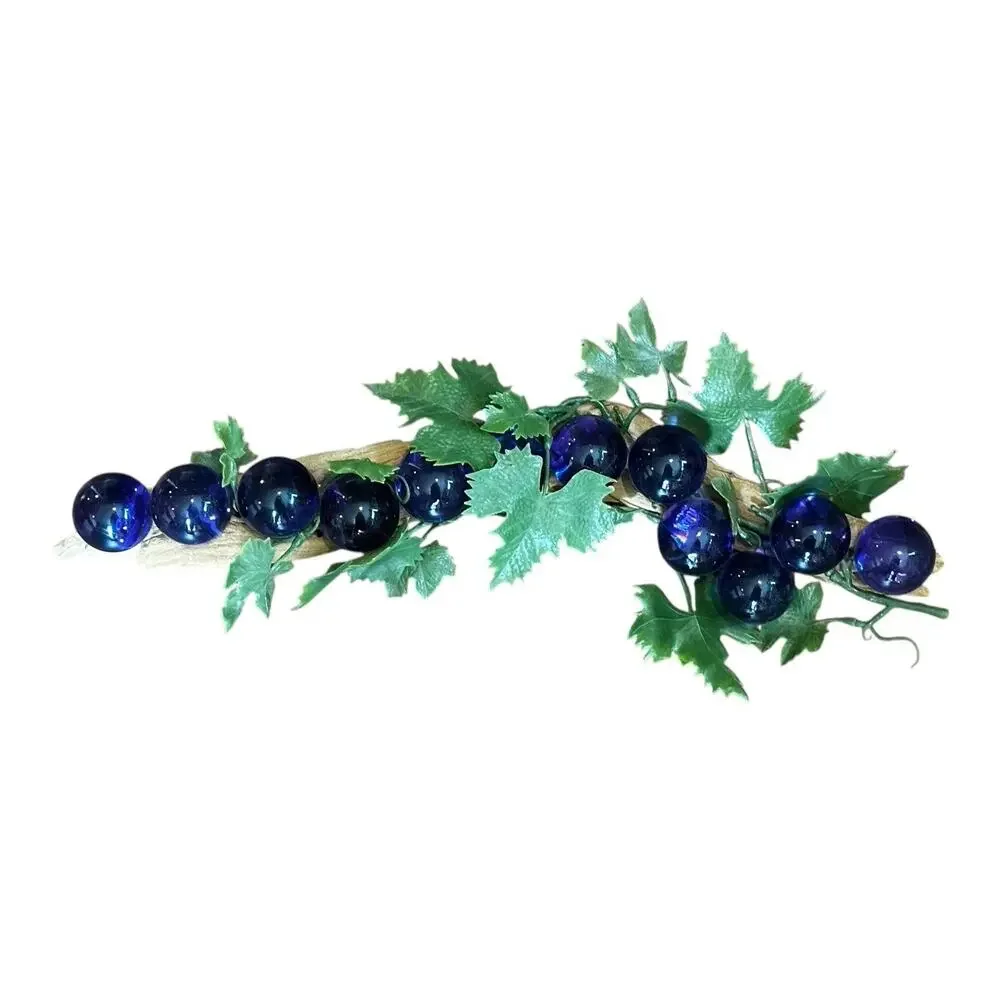 1960s Lucite Grapes on Driftwood Vine Unique‎ Linear Design Cobalt Blue Vintage